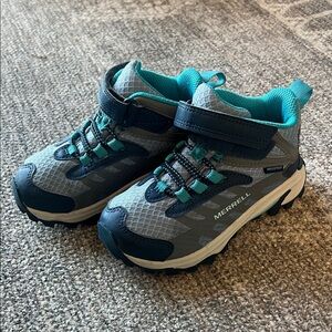 EUC Merrell Kids Trail Sneakers in Gray and Teal - size toddler boys 11